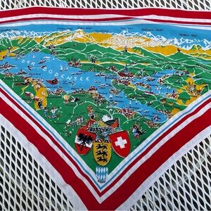 Colorful VINTAGE Map Print Scarf of Lake Bodensee in Austria